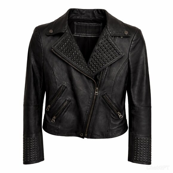 Zara Jackets & Blazers - Zara Basic Collection Genuine Black Lamb Leather Embossed Studded Jacket